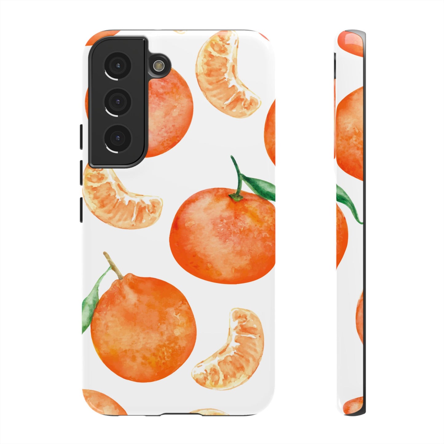 Tangerine Dreams Tough Samsung Galaxy Case – Watercolor Orange Design, Shockproof Dual Protection