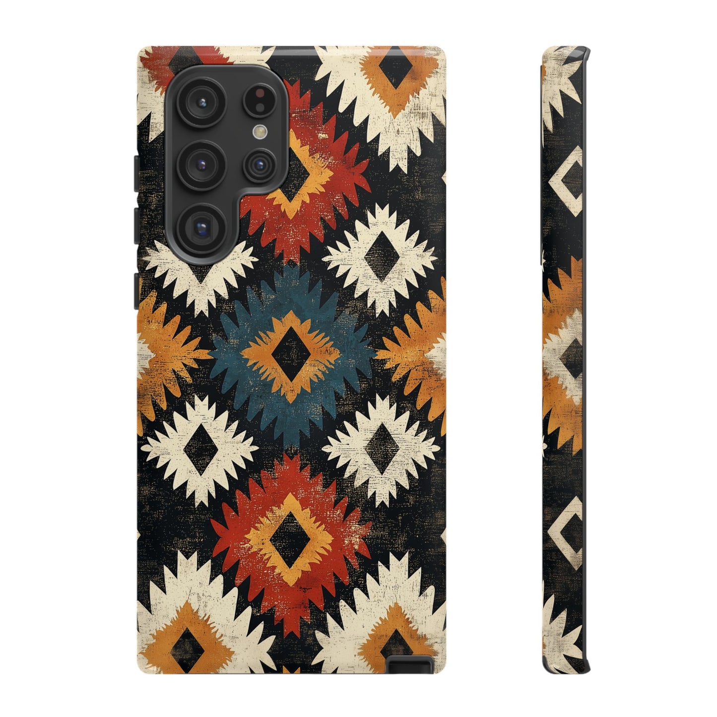 Rustic Tribal Sunburst Tough Samsung Galaxy  Case – Vibrant Geometric Design, Dual-Layer Protection
