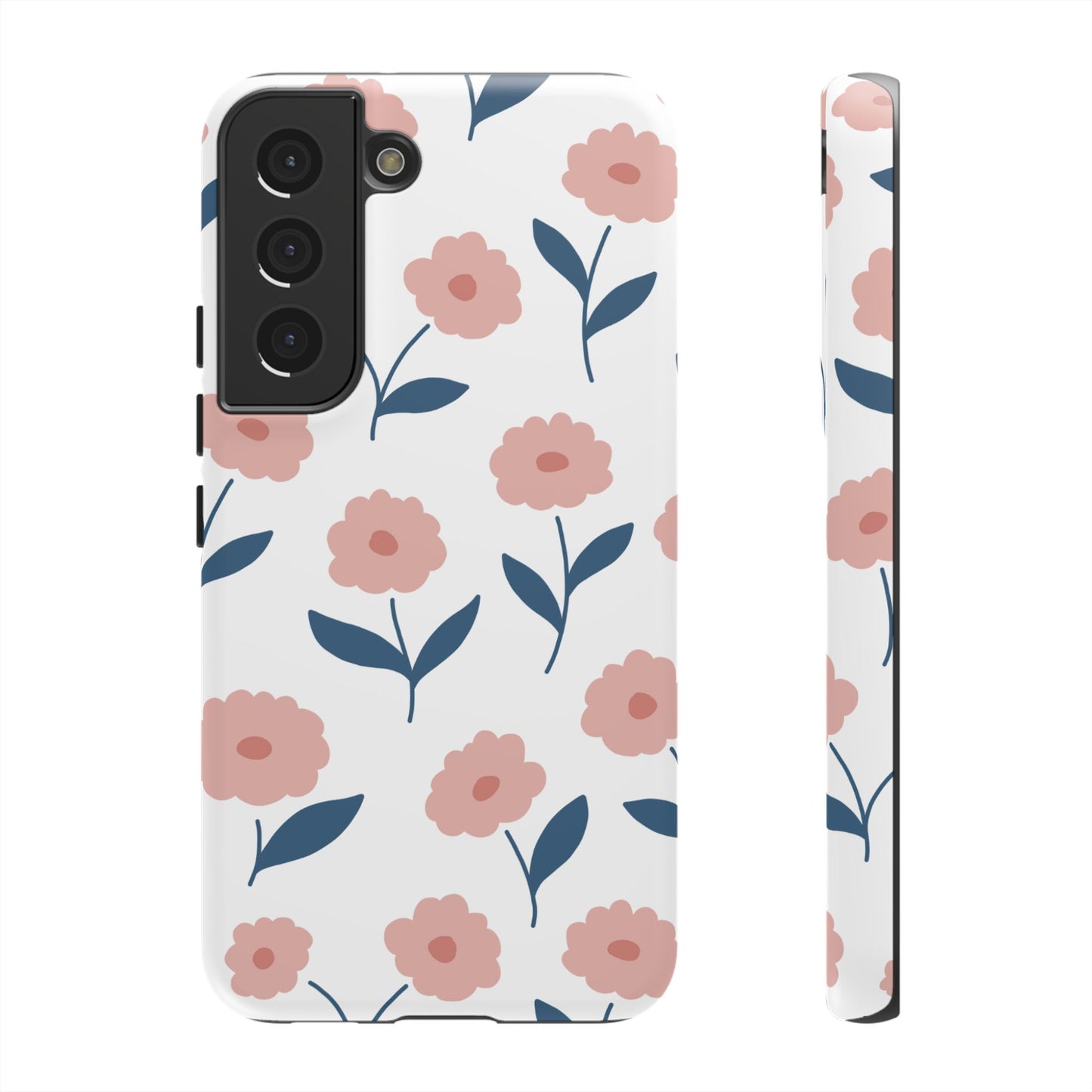 Playful Pink Floral Tough Samsung Galaxy Case – Soft Pastel Design, Slim & Shockproof