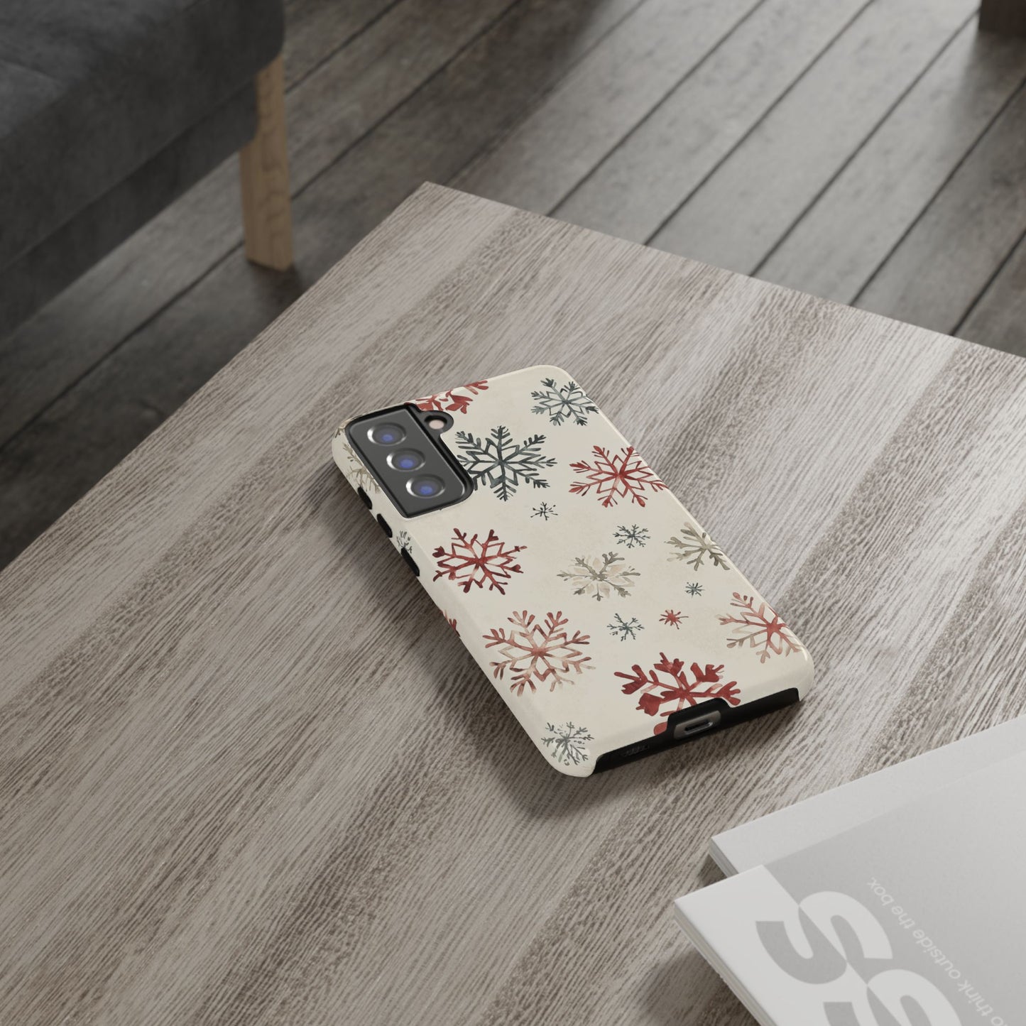 Vintage Red and Gray Snowflake Pattern – Samsung Galaxy Series Case