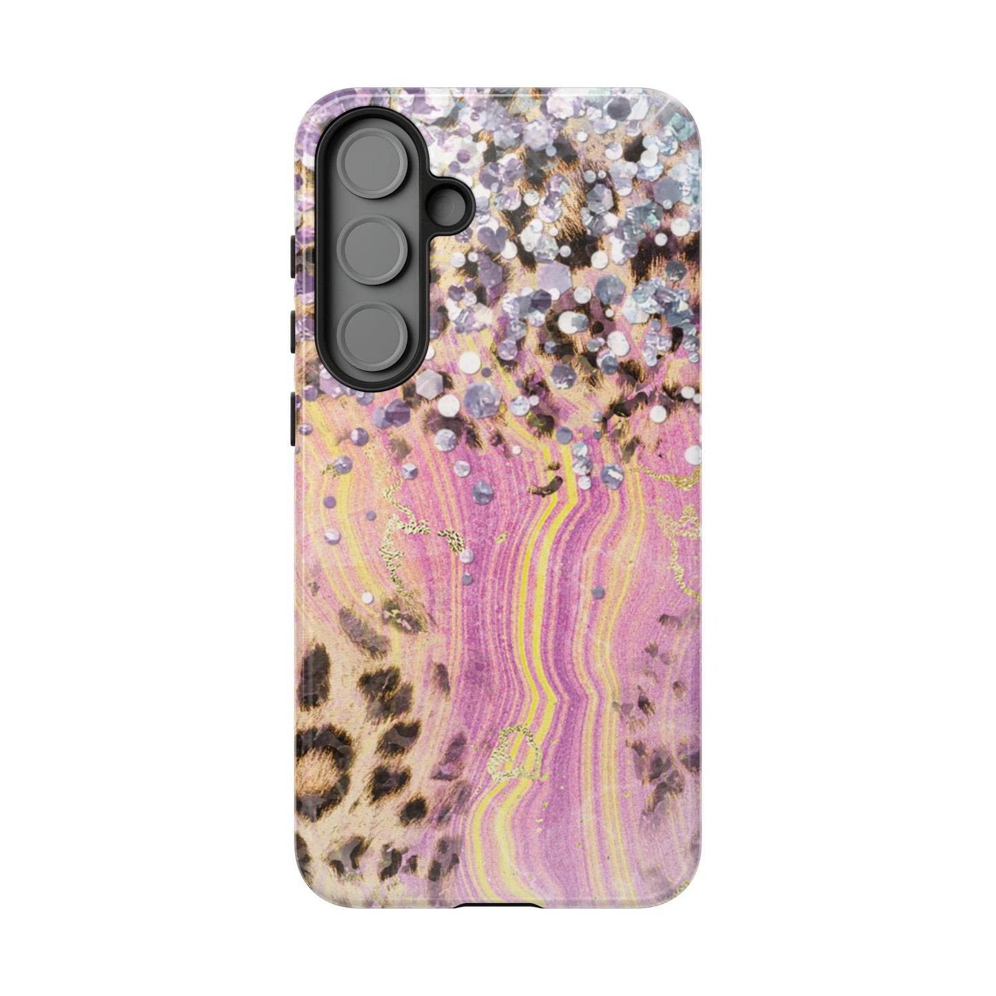 Crystal Glam Leopard - Samsung Galaxy Series Case with Glitter and Gem Accents