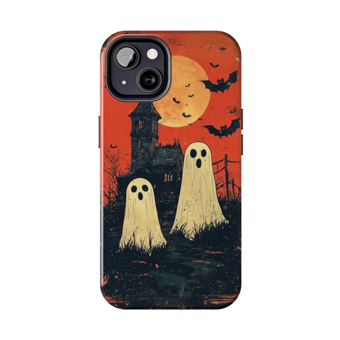 Haunted House & Ghosts iPhone Case – Spooky Halloween Full Moon Design