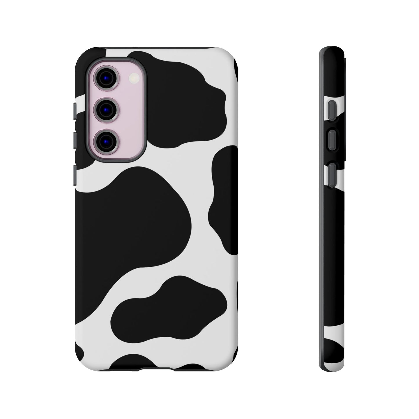 Chic Cow Print Tough Samsung Galaxy Case – Trendy Monochrome Animal Pattern with Dual-Layer Protection