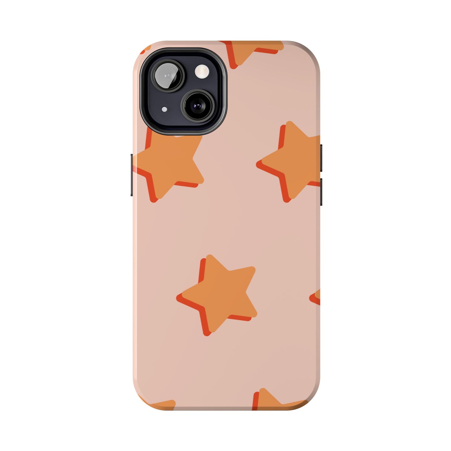Retro Orange Stars iPhone Case – Shock-Resistant, Smooth Matte Finish, Dual-Layer Design