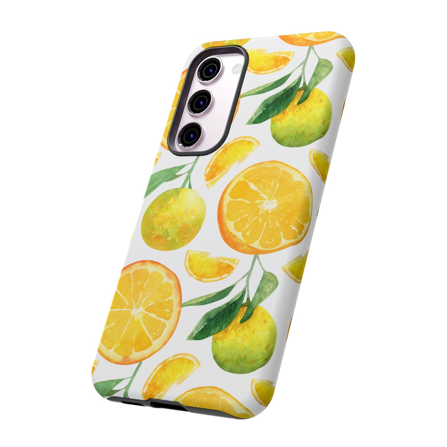 Sunny Citrus Grove Tough Samsung Galaxy Case – Watercolor Orange Design, Dual-Layer Protection
