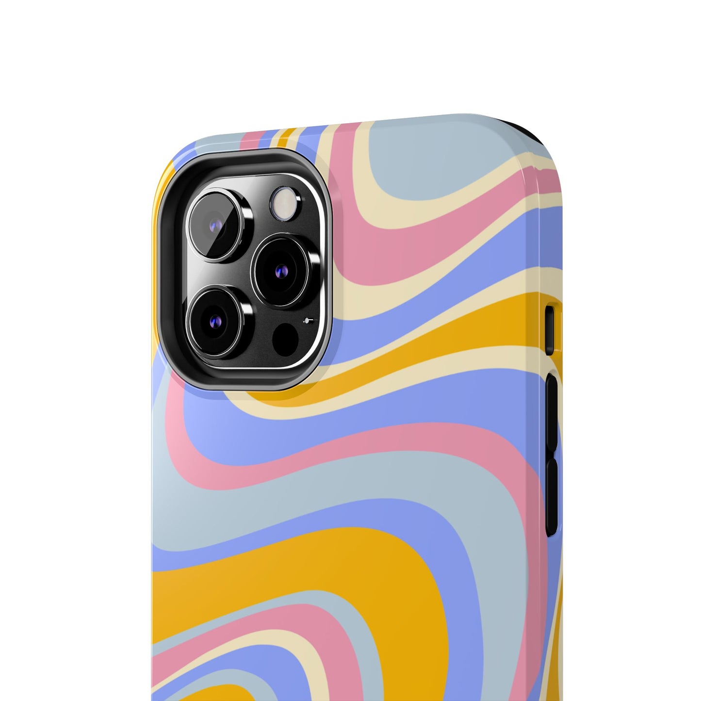 Groovy Pastel Waves iPhone Case – 70s-Inspired Design with Dual-Layer Protection
