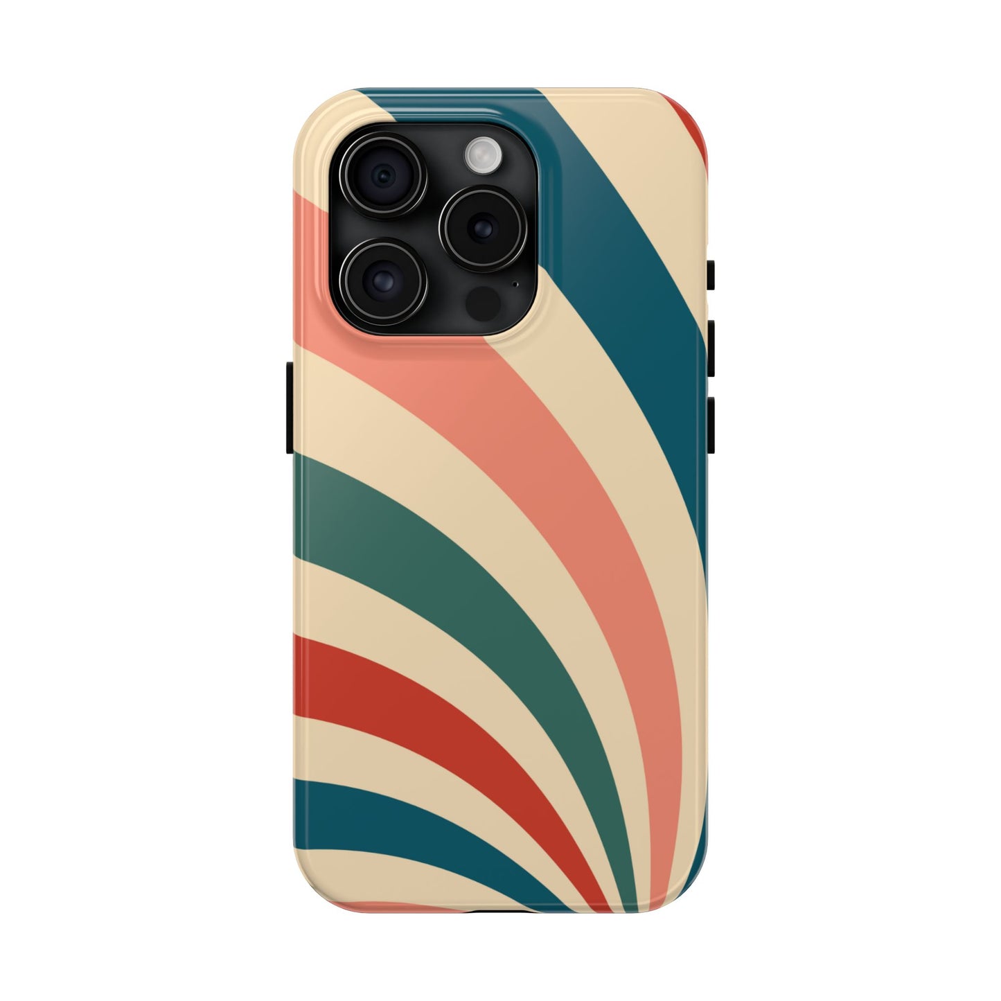 Retro Sunburst Swirl iPhone Case – Dual-Layer Protection with Bold 70s Vibes