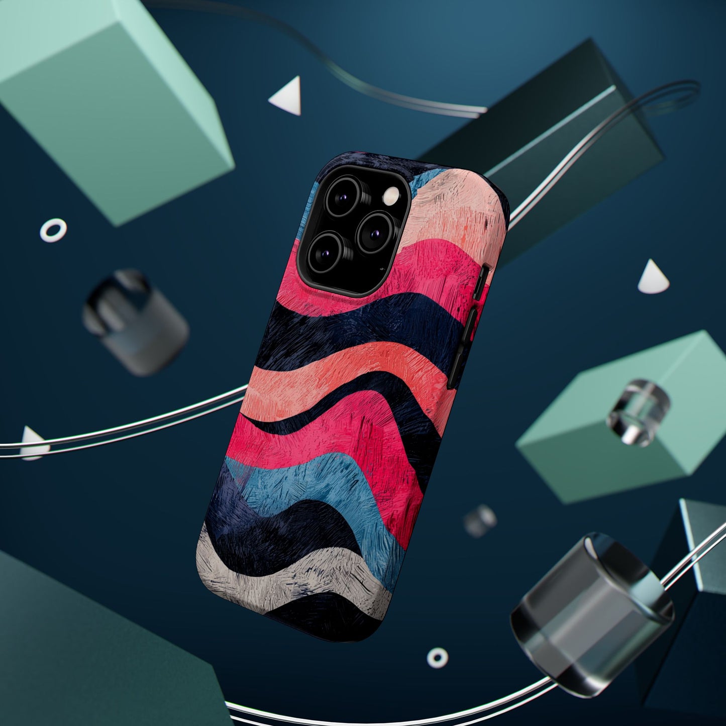 Abstract Wave Pattern MagSafe iPhone Case – Shockproof, Matte Finish, Dual-Layer Protection