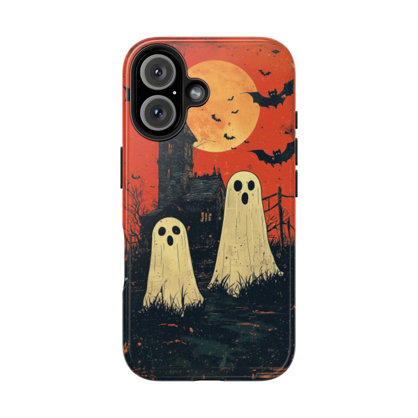 Haunted House & Ghosts iPhone Case – Spooky Halloween Full Moon Design