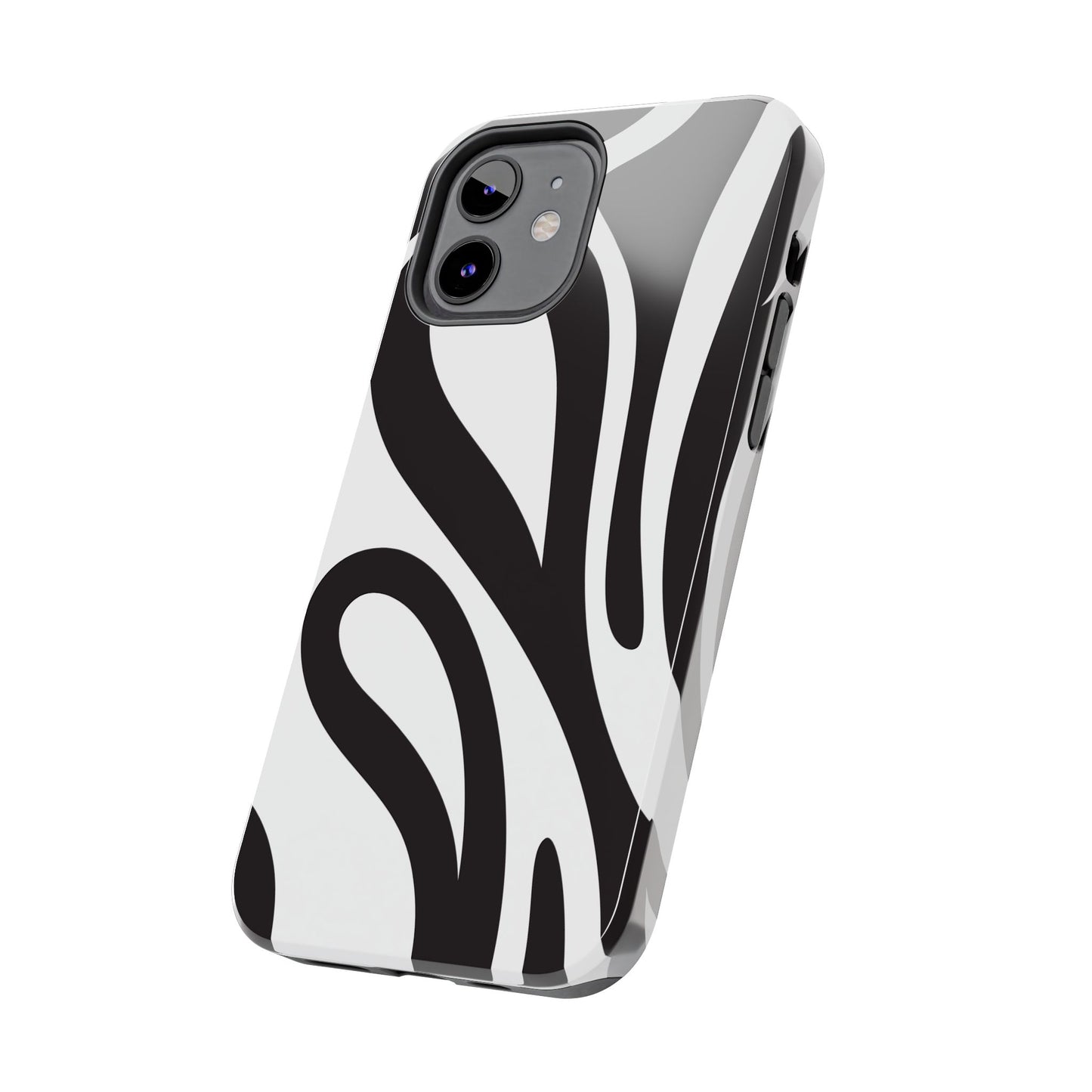 Modern Black and White Abstract Tough iPhone Case – Bold Graphic Pattern with Dual-Layer Protection