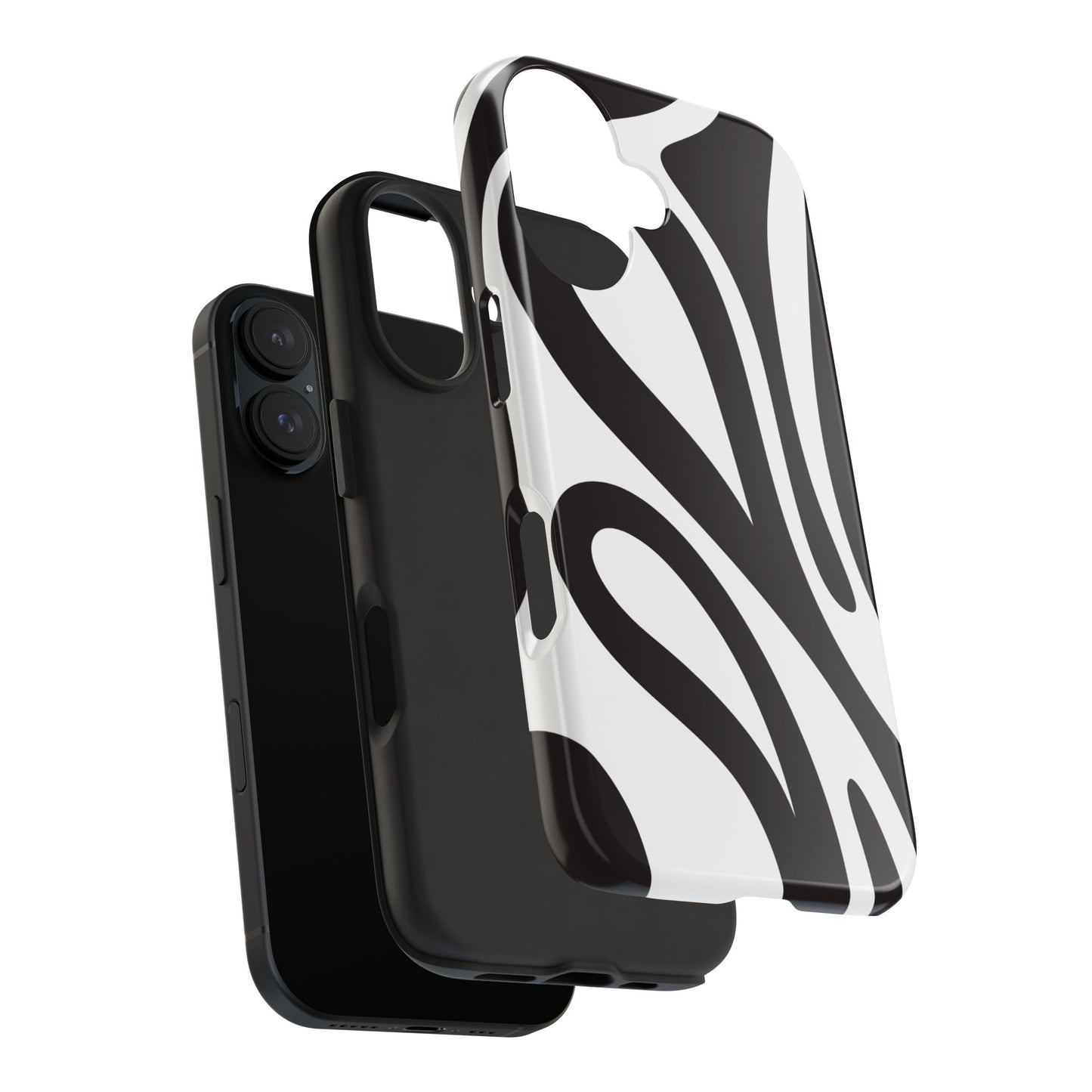 Modern Black and White Abstract Tough iPhone Case – Bold Graphic Pattern with Dual-Layer Protection
