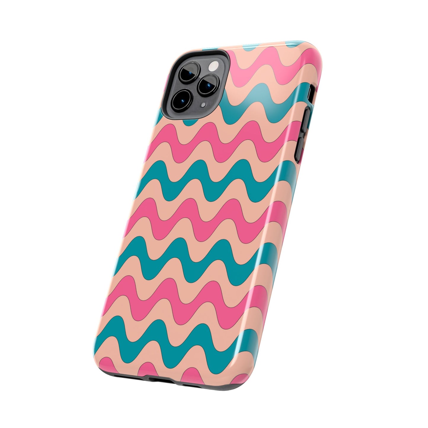 Retro Waves Pattern iPhone Case – Shockproof Design with Dual-Layer Protection