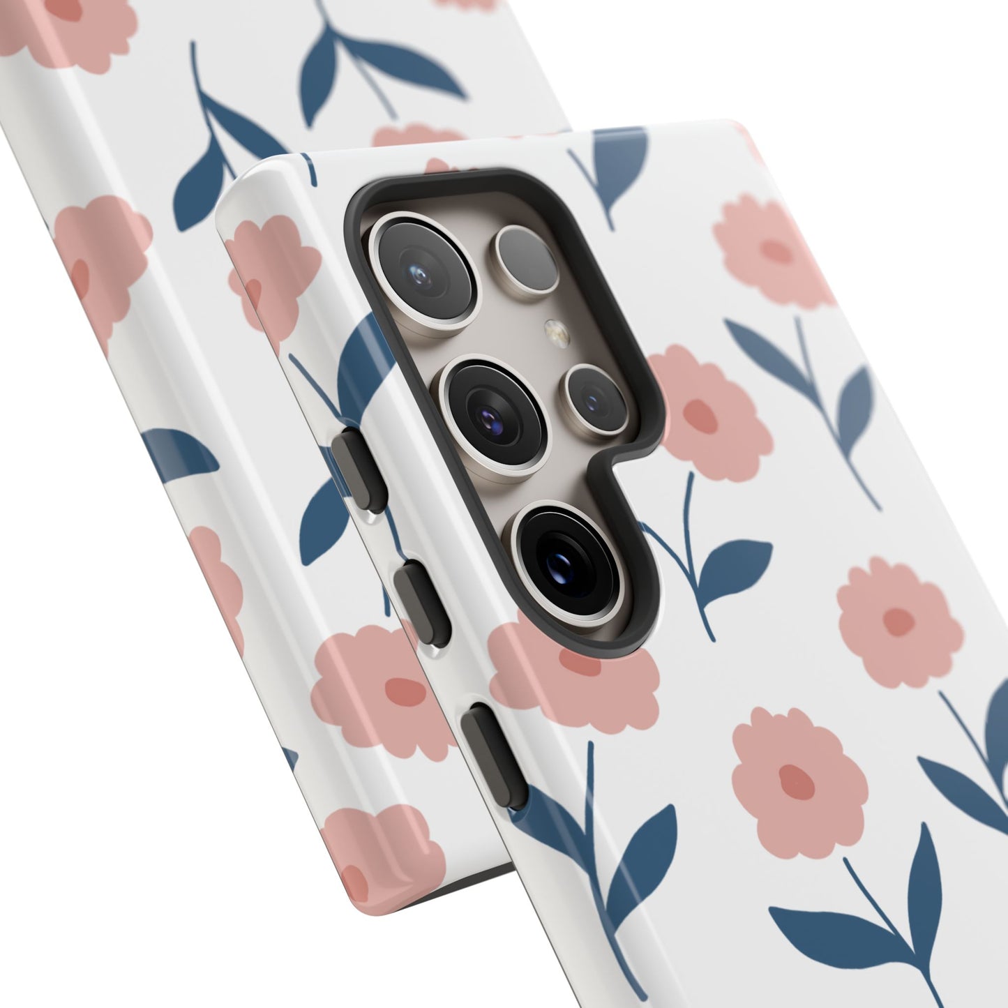 Playful Pink Floral Tough Samsung Galaxy Case – Soft Pastel Design, Slim & Shockproof