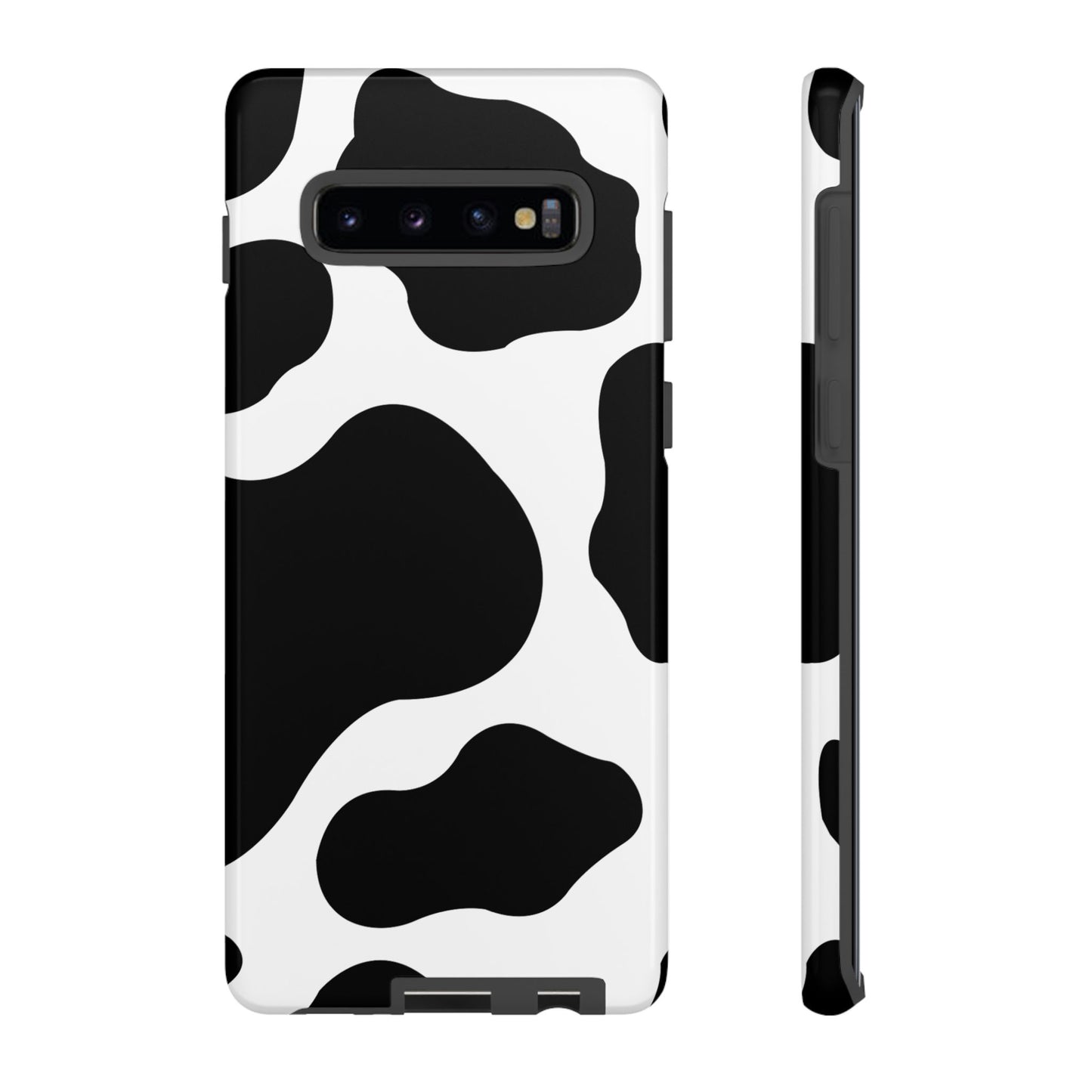 Chic Cow Print Tough Samsung Galaxy Case – Trendy Monochrome Animal Pattern with Dual-Layer Protection
