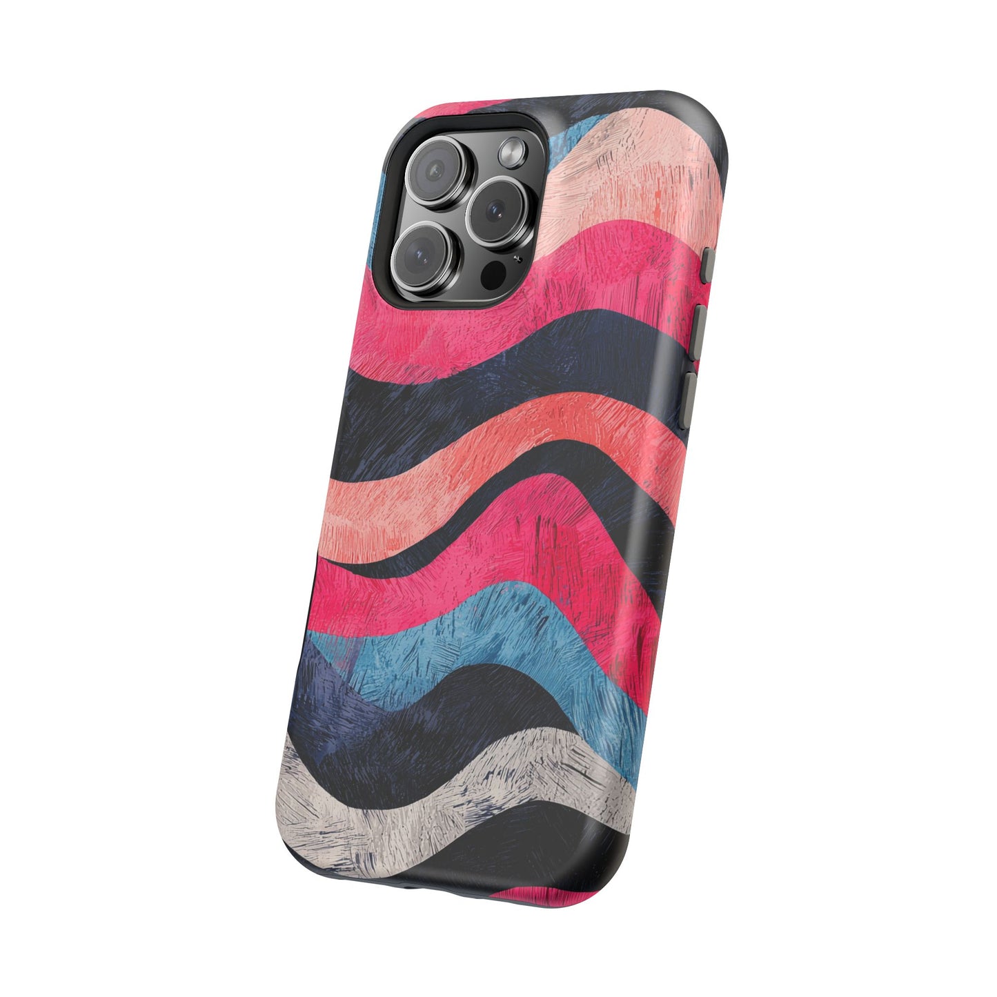 Abstract Wave Pattern MagSafe iPhone Case – Shockproof, Matte Finish, Dual-Layer Protection