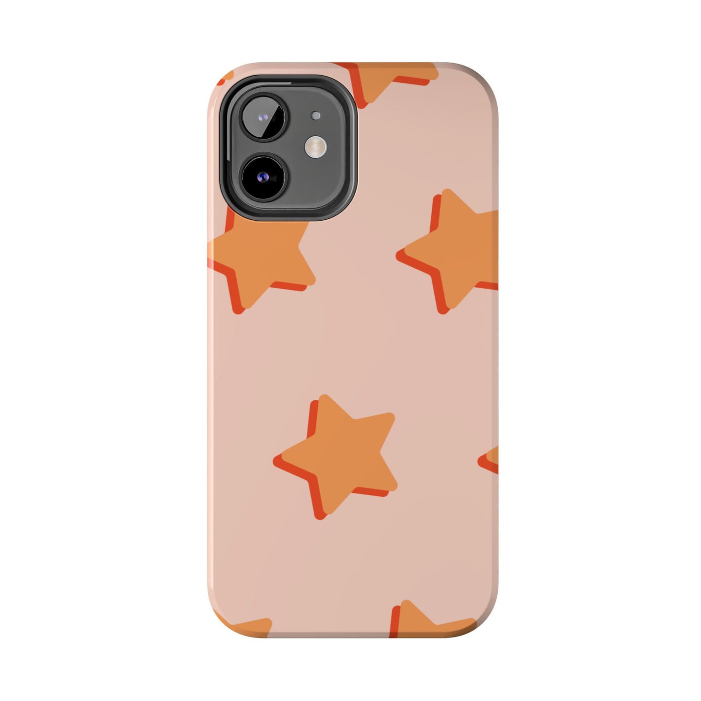 Retro Orange Stars iPhone Case – Shock-Resistant, Smooth Matte Finish, Dual-Layer Design