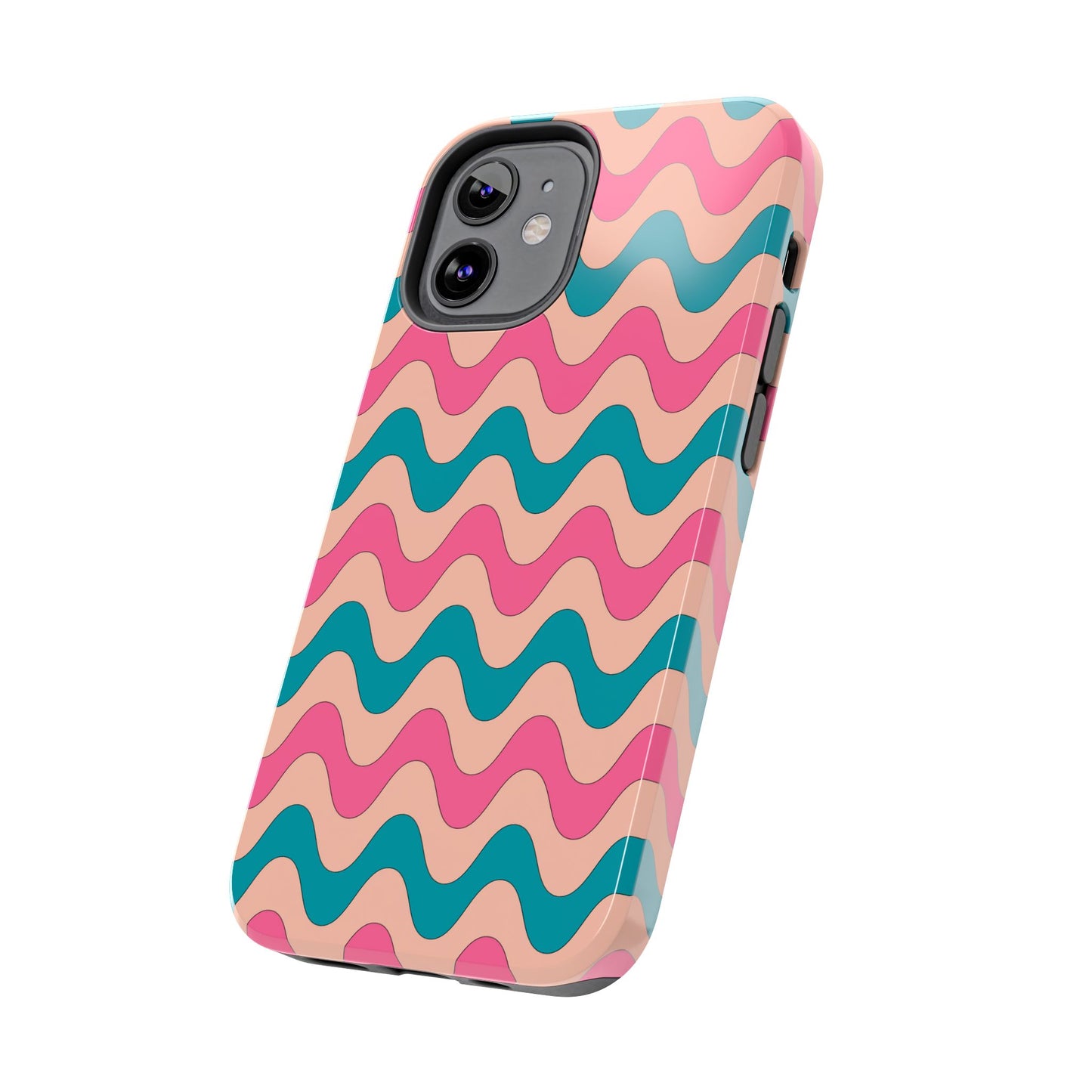 Retro Waves Pattern iPhone Case – Shockproof Design with Dual-Layer Protection