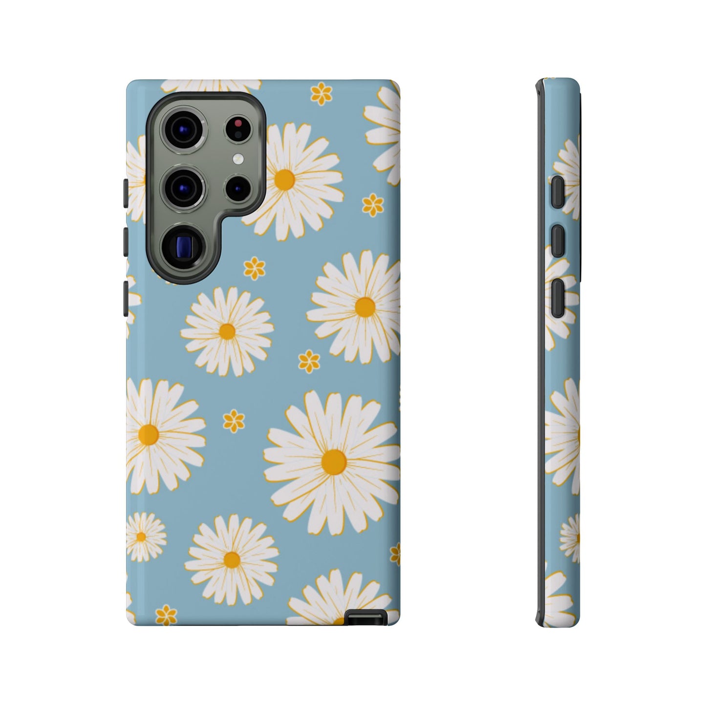 Bright Daisy Samsung Galaxy Case – Light Blue Background, Shockproof and Slim Design