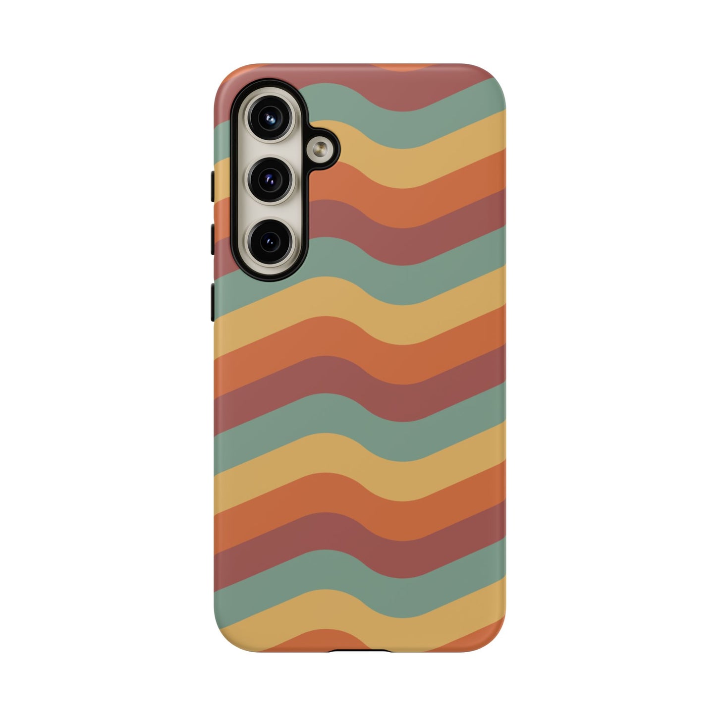 Retro Vibe Wavy Stripes Samsung Galaxy Case – 70s-Inspired in Teal, Orange, and Rust