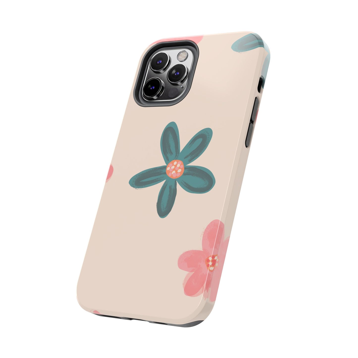 Vintage Floral Tough iPhone Case – Soft Matte Finish with Dual-Layer Protection