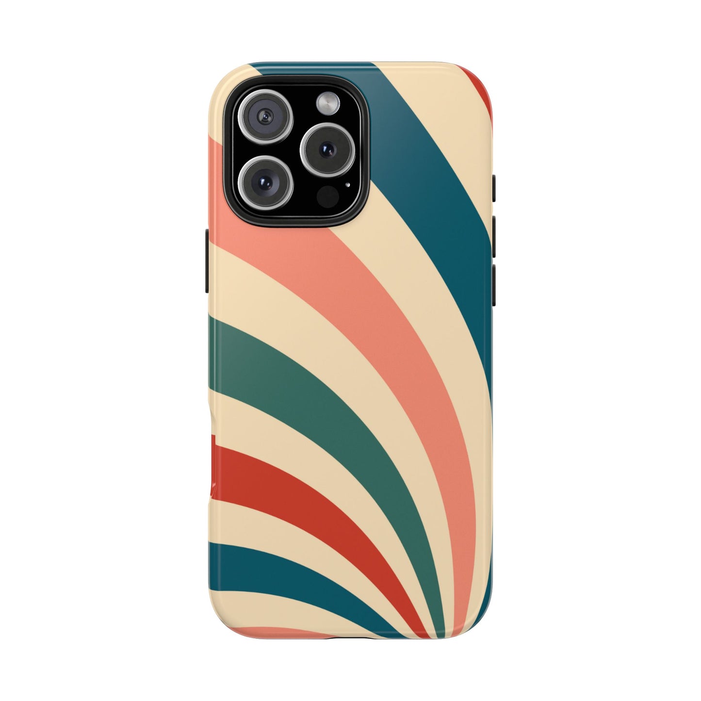 Retro Sunburst Swirl iPhone Case – Dual-Layer Protection with Bold 70s Vibes