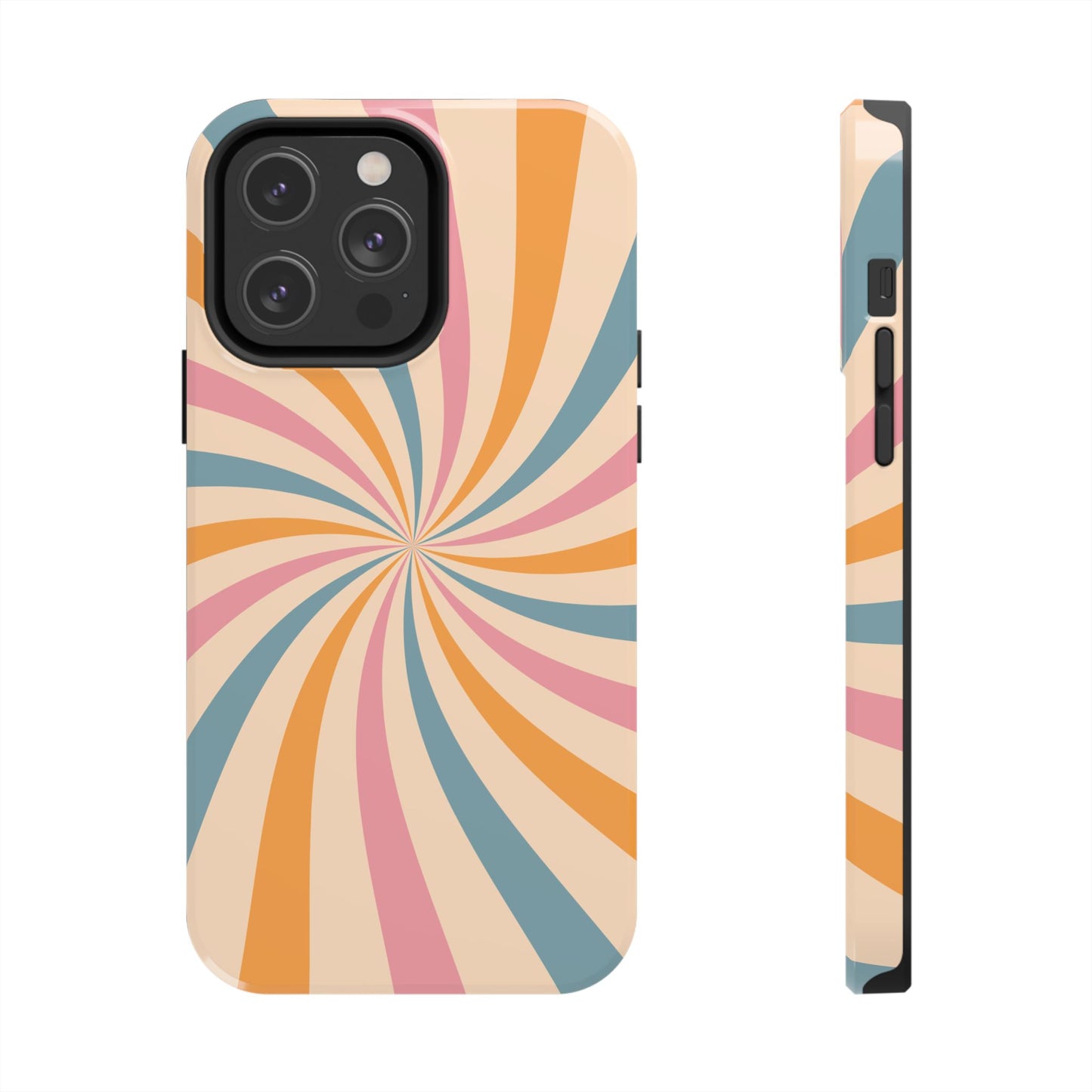 Retro Swirl Pattern iPhone Case – Bold 70s Vibe in Pink, Orange, and Teal