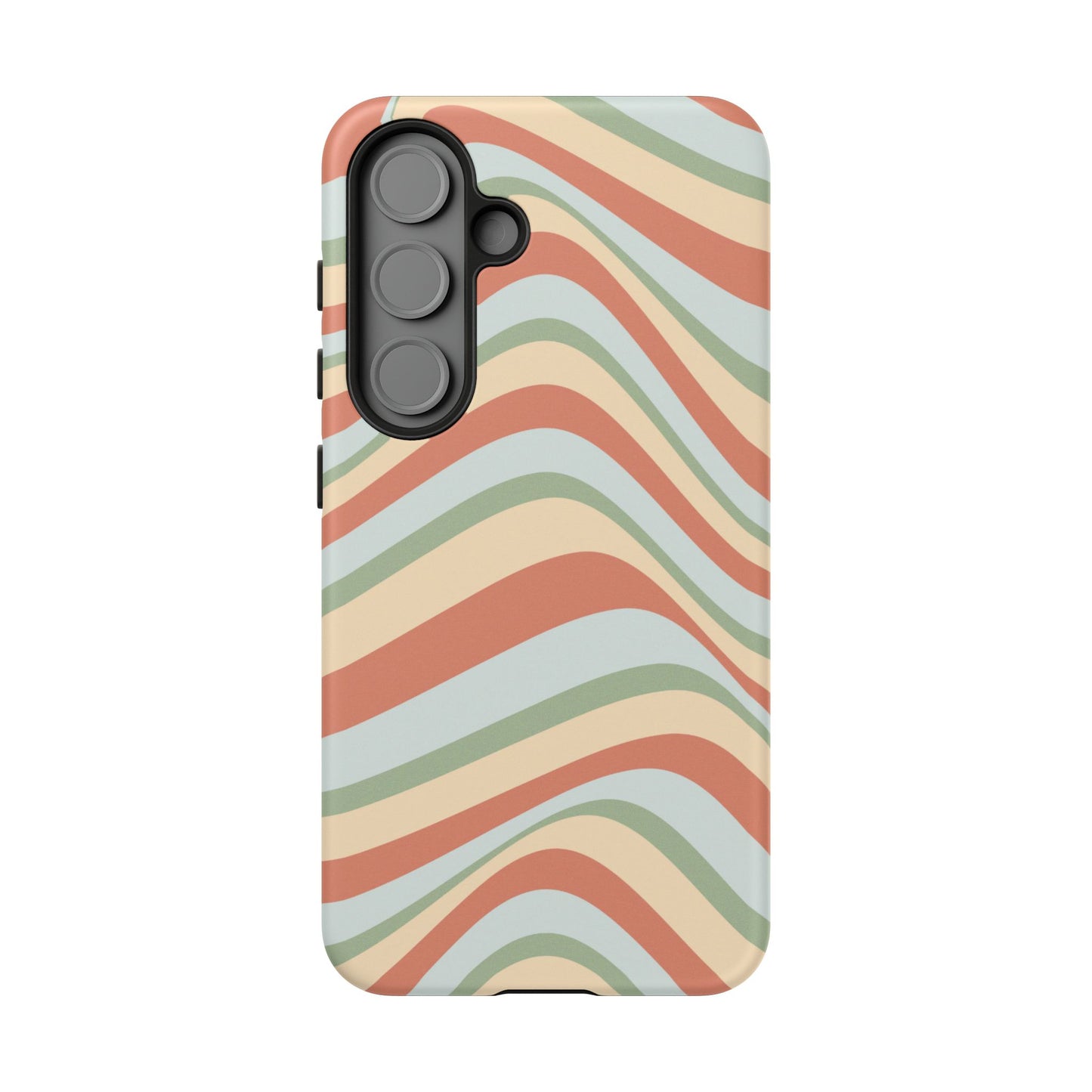 Vintage Earthy Waves Samsung Galaxy Case – Retro 70s-Inspired in Warm Green, Cream, and Rust
