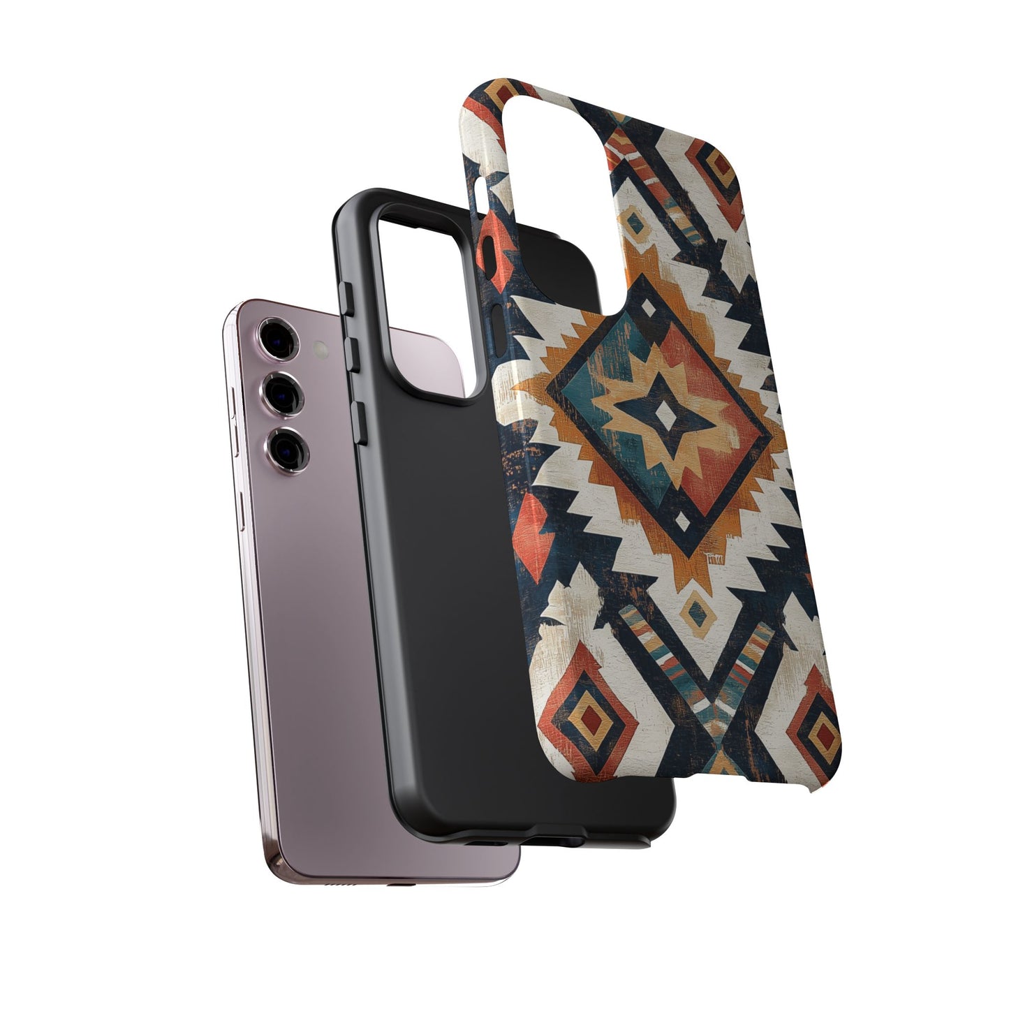Vintage Southwestern Diamond Tough Samsung Galaxy Case – Rustic Tribal Design, Dual-Layer Protection