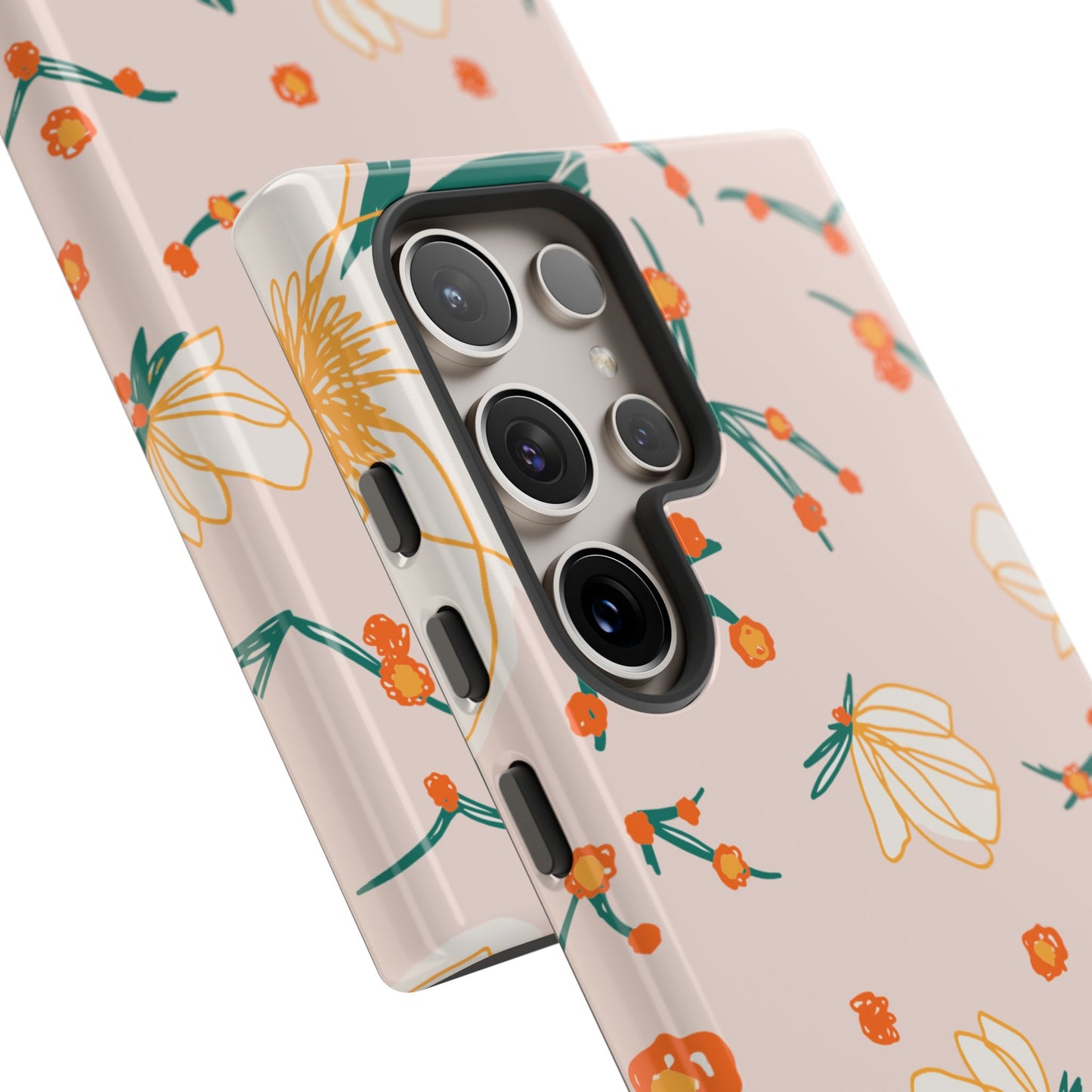 Elegant Magnolia Blossom Tough Samsung Galaxy Case – Soft Blush Background, Shock-Resistant Design