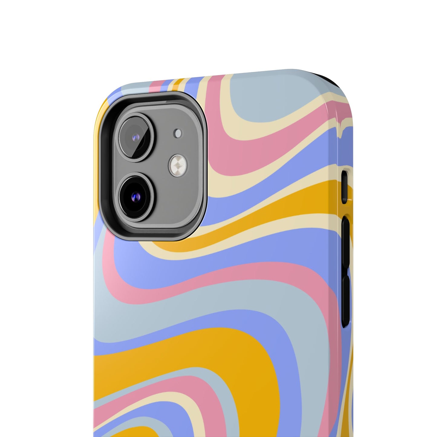 Groovy Pastel Waves iPhone Case – 70s-Inspired Design with Dual-Layer Protection