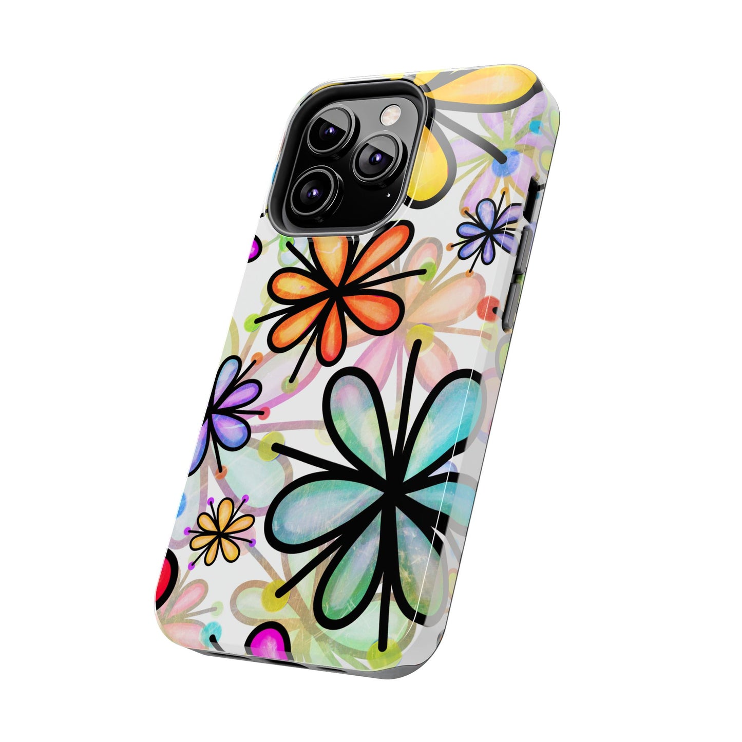 Retro Floral Pop iPhone Case – Ultra-Slim Design, High-Gloss Finish