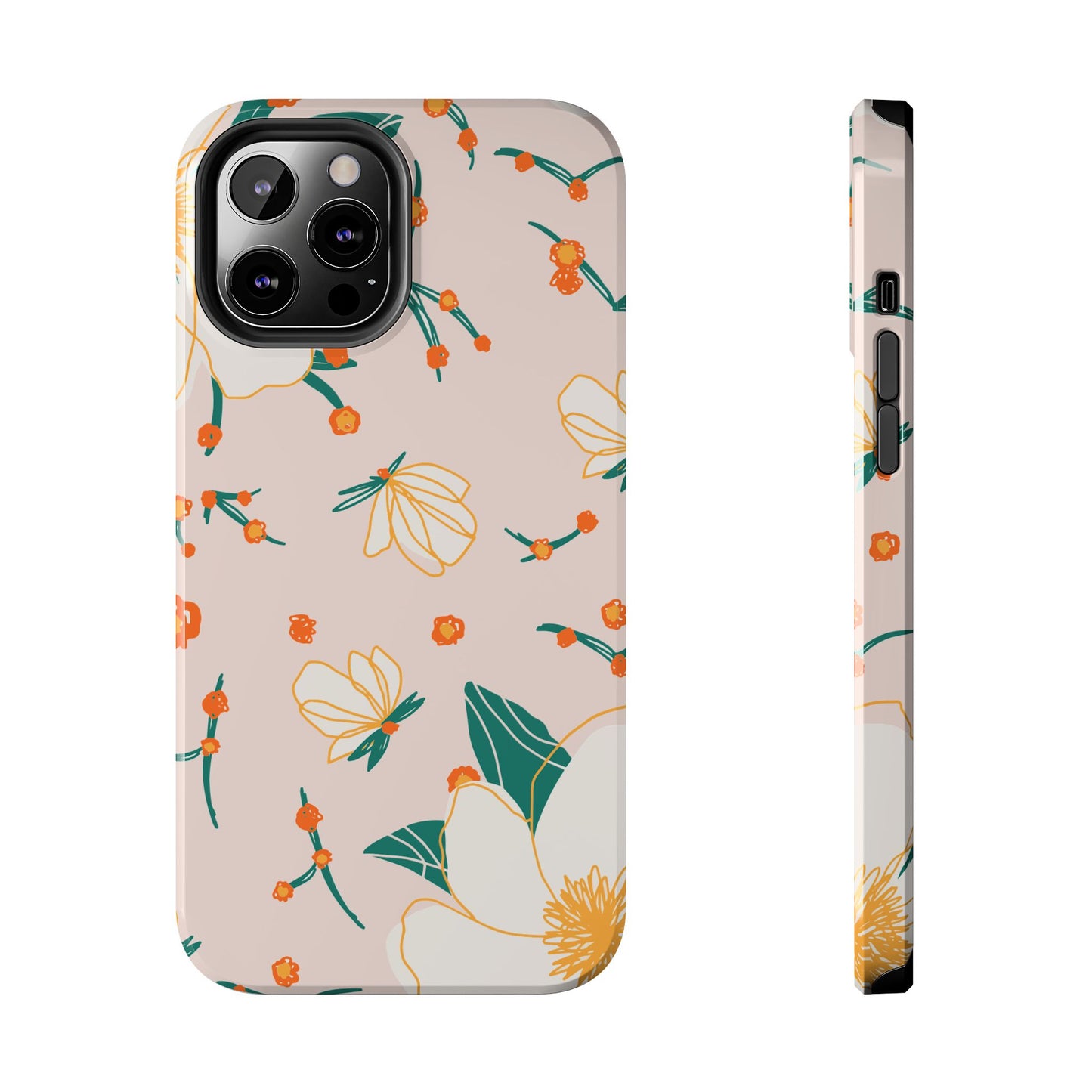 Elegant Magnolia Blossom Tough iPhone Case – Soft Blush Background, Shock - Resistant Design - BOGO Cases