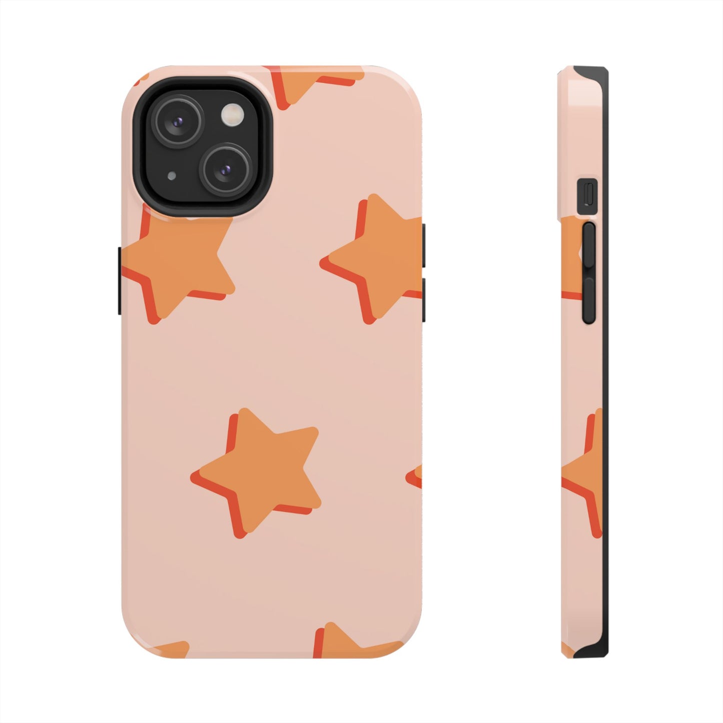 Retro Orange Stars iPhone Case – Shock-Resistant, Smooth Matte Finish, Dual-Layer Design