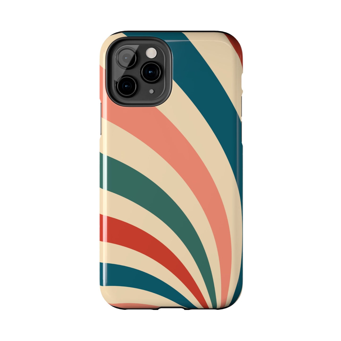 Retro Sunburst Swirl iPhone Case – Dual-Layer Protection with Bold 70s Vibes