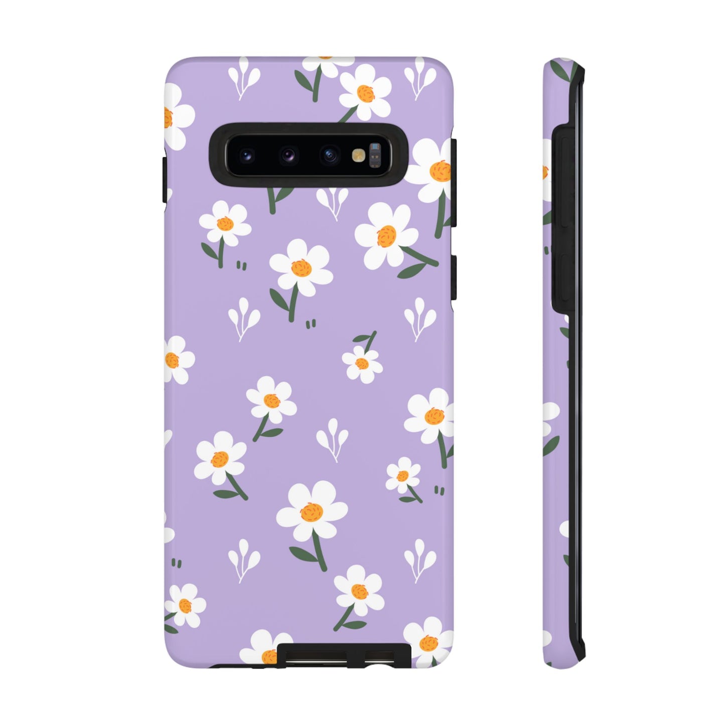 Purple Daisy Garden Samsung Galaxy Case – Soft Lavender Background, Shockproof Protection with Slim Fit