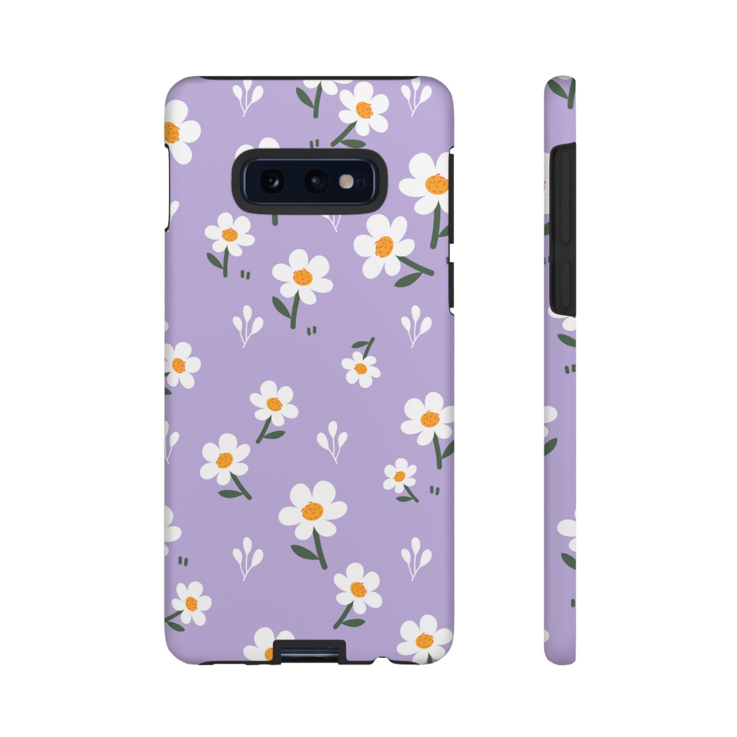 Purple Daisy Garden Samsung Galaxy Case – Soft Lavender Background, Shockproof Protection with Slim Fit