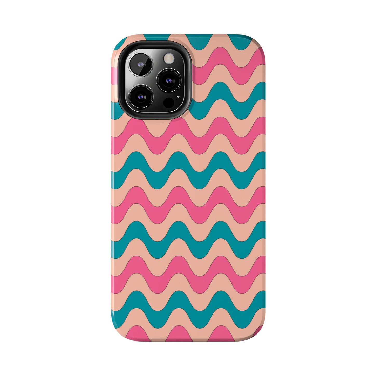 Retro Waves Pattern iPhone Case – Shockproof Design with Dual-Layer Protection