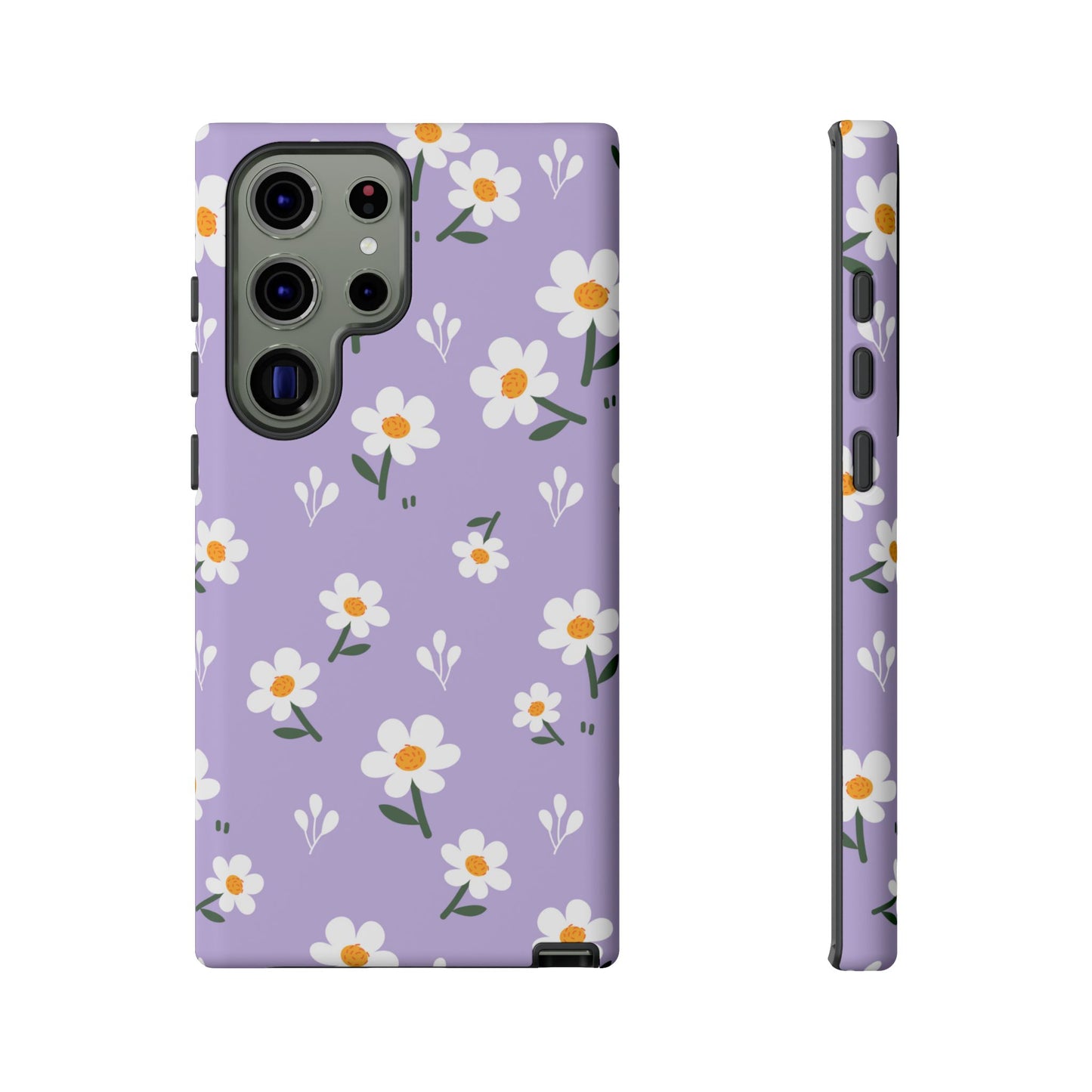 Purple Daisy Garden Samsung Galaxy Case – Soft Lavender Background, Shockproof Protection with Slim Fit