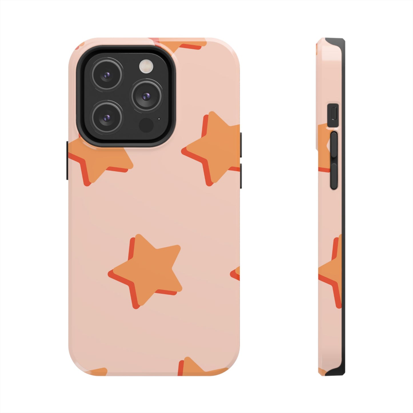 Retro Orange Stars iPhone Case – Shock-Resistant, Smooth Matte Finish, Dual-Layer Design