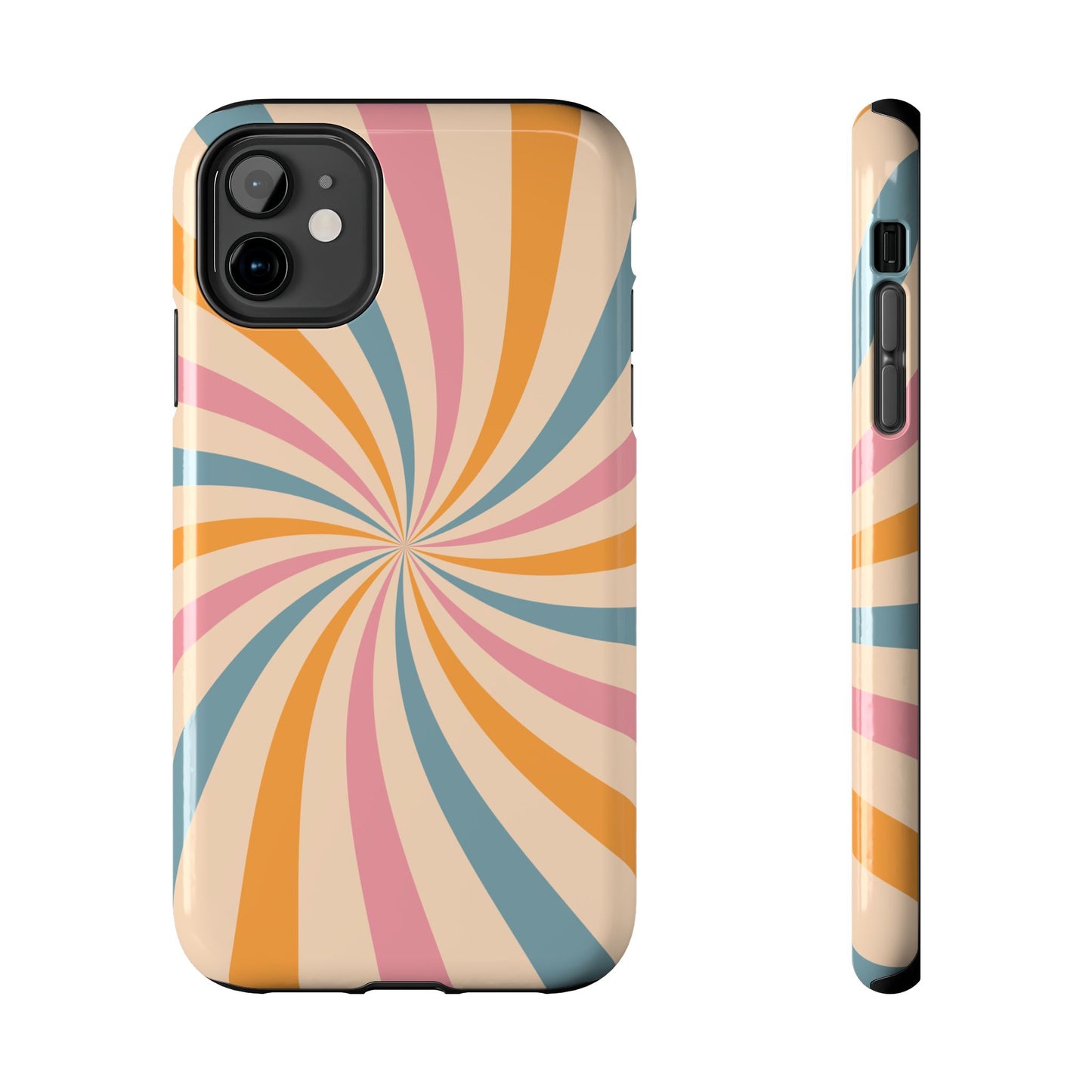 Retro Swirl Pattern iPhone Case – Bold 70s Vibe in Pink, Orange, and Teal
