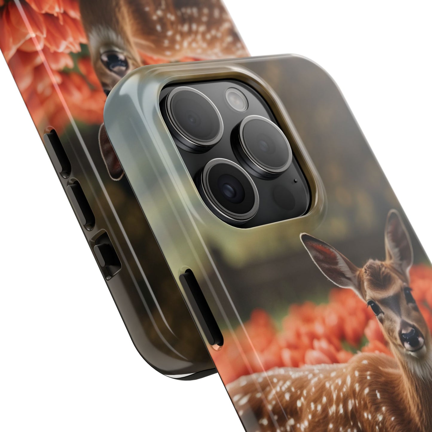 Fawn Among Tulips iPhone Case