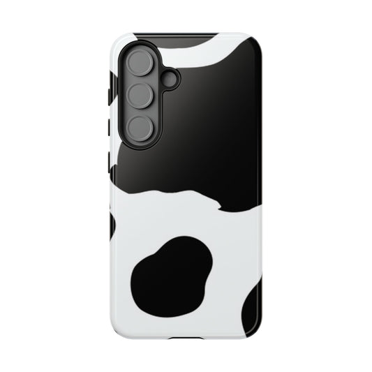Bold Black and White Cow Print Tough Samsung Galaxy Case – Modern Animal Pattern with Dual-Layer Protection