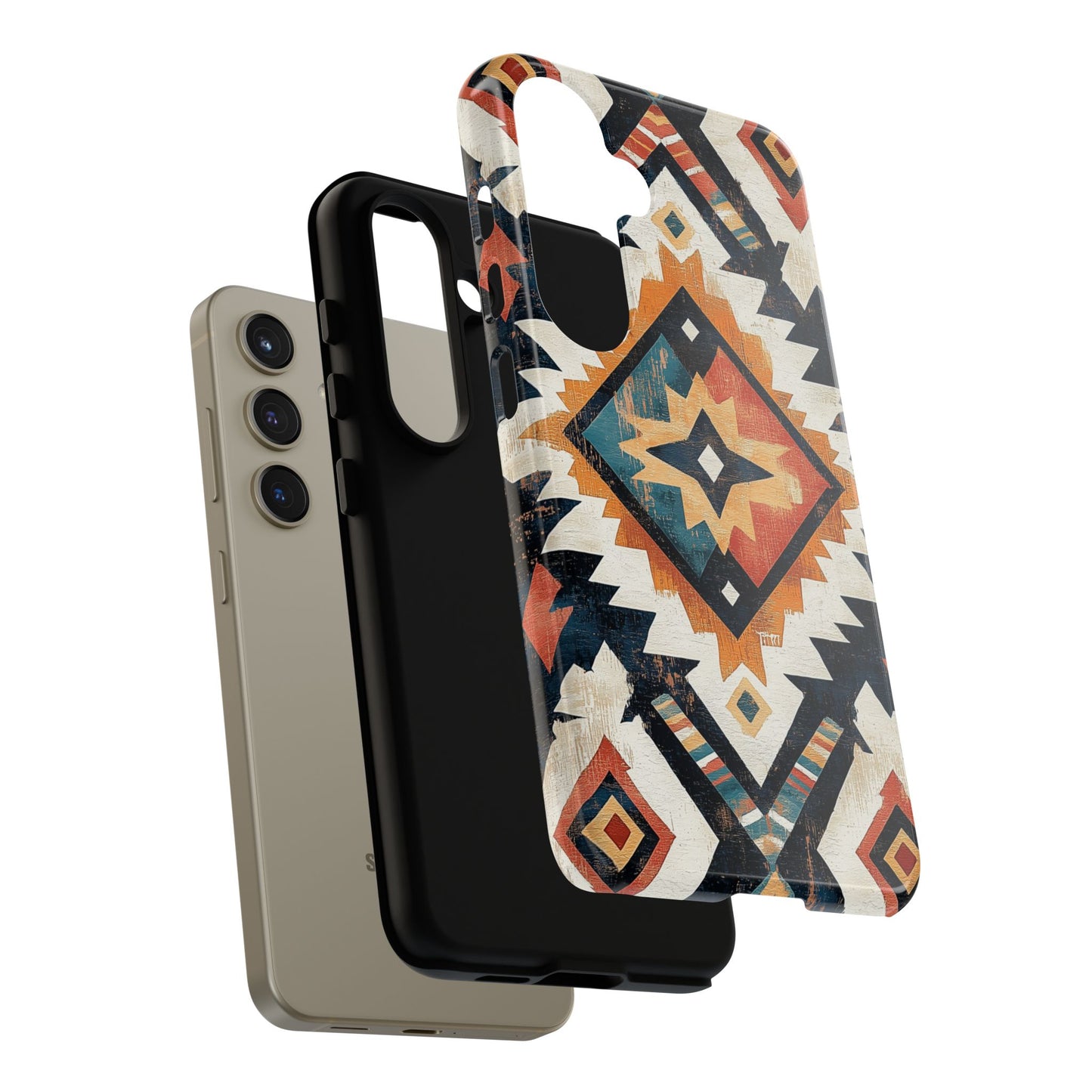 Vintage Southwestern Diamond Tough Samsung Galaxy Case – Rustic Tribal Design, Dual-Layer Protection