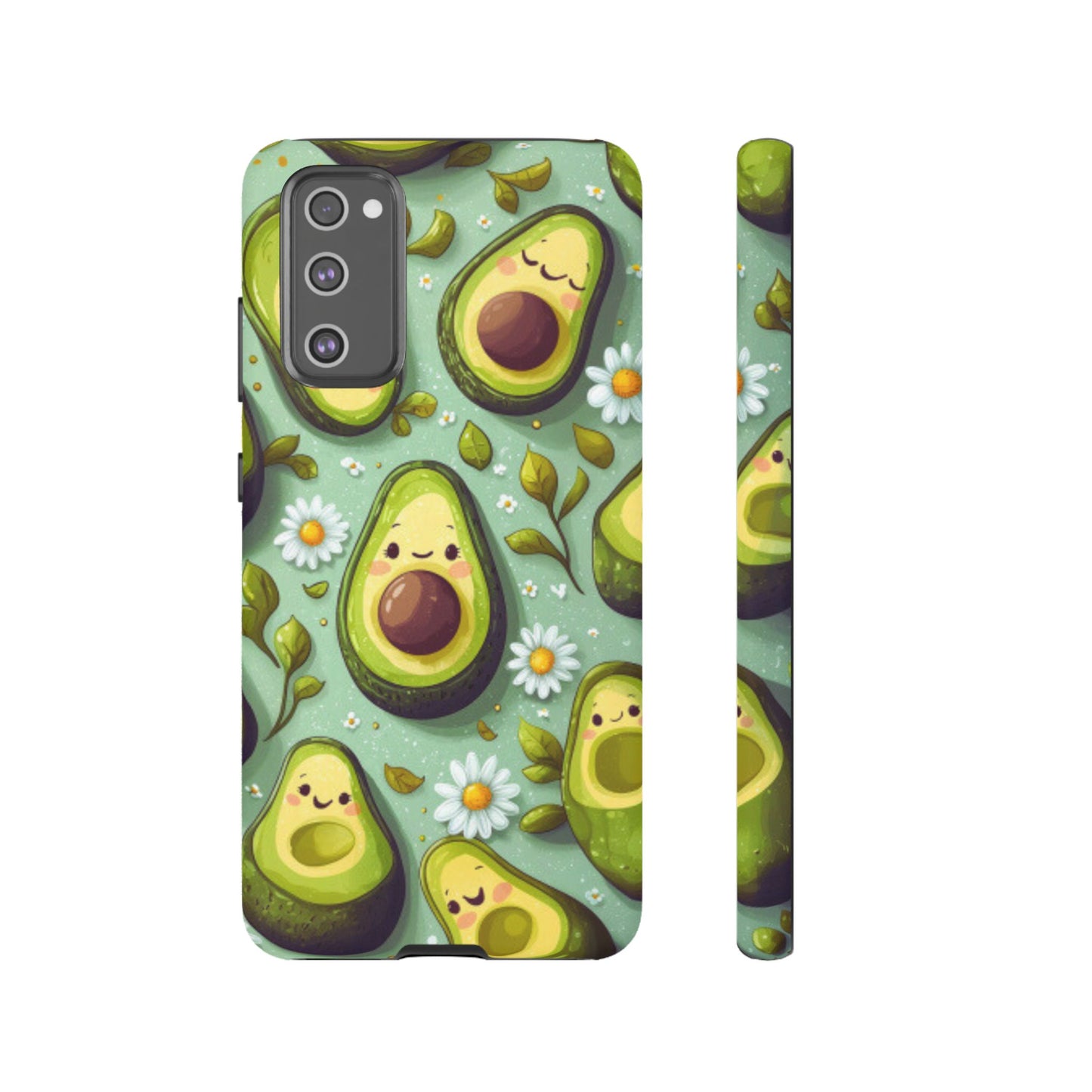 Cute Avocado Samsung Galaxy Case – Adorable Kawaii Avocados with Daisies, Shock-Resistant