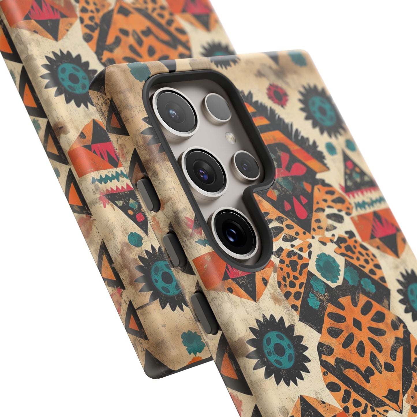 Bohemian Leopard & Tribal Floral Tough Samsung Galaxy Case – Vibrant Eclectic Design, Dual-Layer Protection