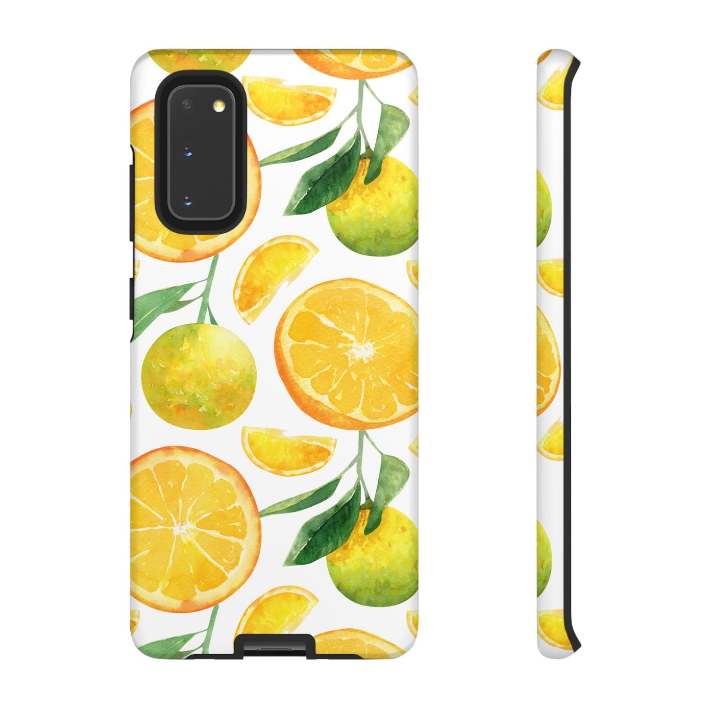 Sunny Citrus Grove Tough Samsung Galaxy Case – Watercolor Orange Design, Dual-Layer Protection