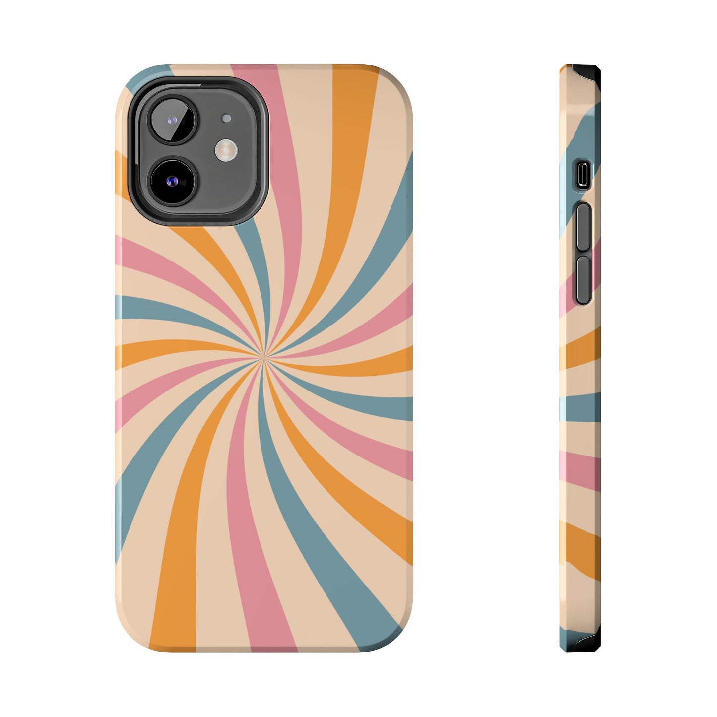 Retro Swirl Pattern iPhone Case – Bold 70s Vibe in Pink, Orange, and Teal