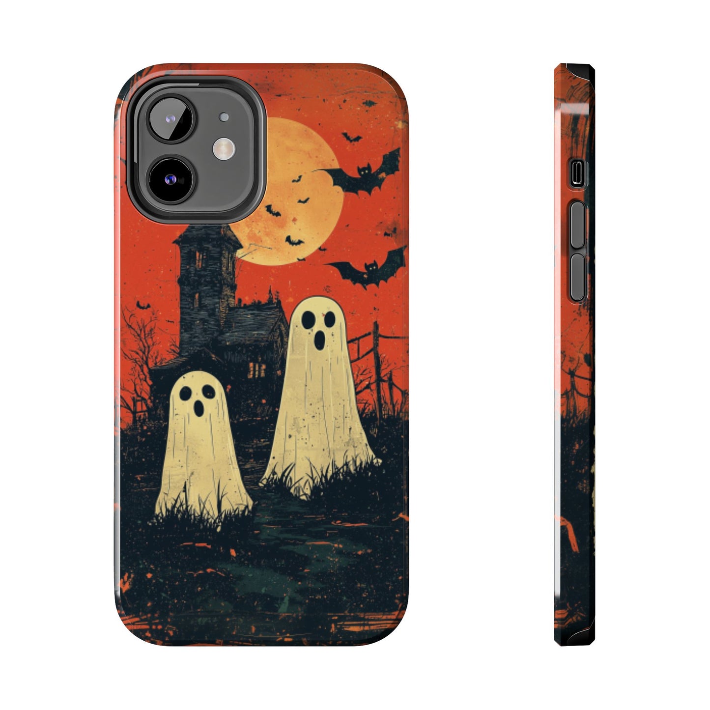 Haunted House & Ghosts iPhone Case – Spooky Halloween Full Moon Design