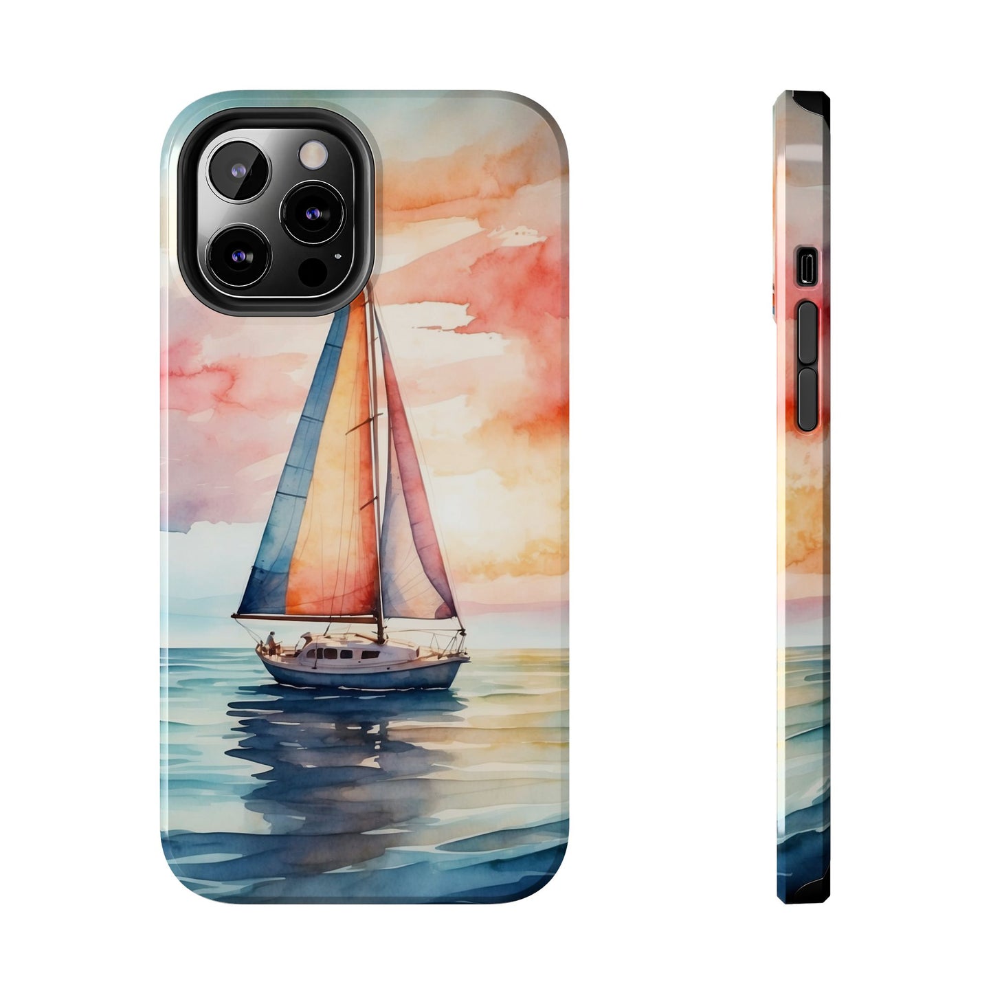 Sailboat Sunset iPhone Case – Vibrant Watercolor Design
