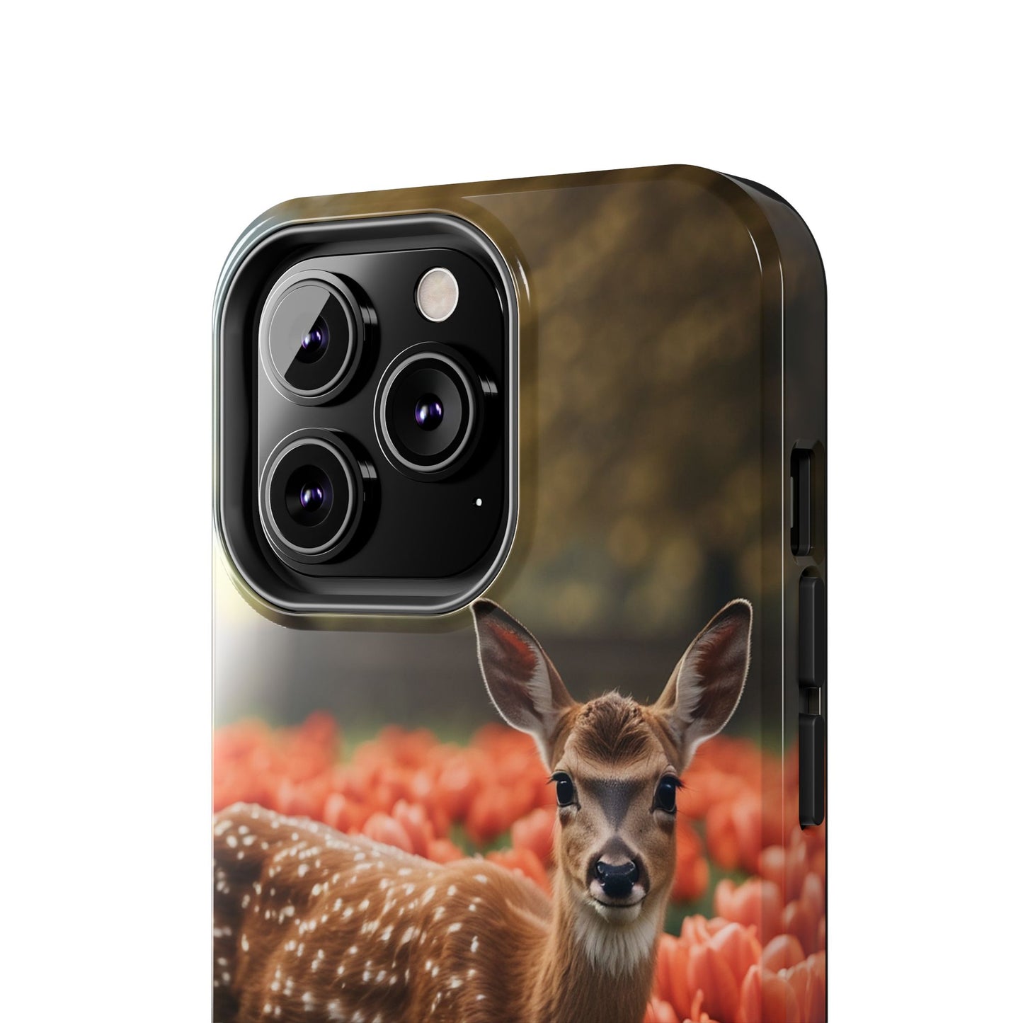 Fawn Among Tulips iPhone Case